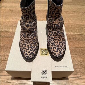 Golden Goose Brown Leopard Ankle Boots